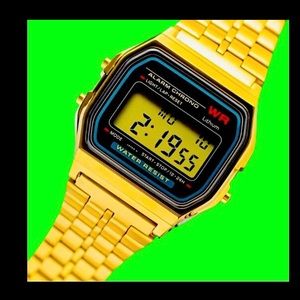 Quartz Vintage 80s & 90s Style Waterproof Gold Digital Watch